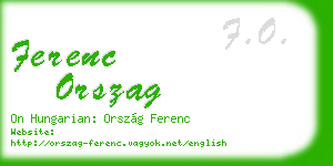 ferenc orszag business card