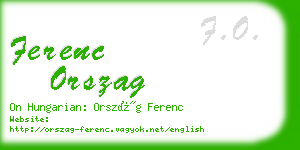 ferenc orszag business card